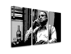 Modern tablou pe pânză cu motivul Marlon Brando, țigară de foi, sticlă în negru-alb nuanțe, singurătate și contemplare | POP Art tablou Marlon Brando – principală