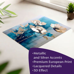 Modern tablou pe pânză în auriu-turcoaz nuanțe, atmosferă elegantă, natură și impresie de lux | Poster de perete s EXTRA efektom - Teal Flowers – principală