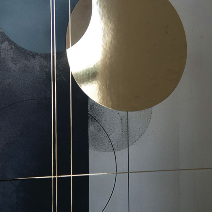 Modern tablou pe pânză cu motivul accente aurii în auriu-alb nuanțe, atmosferă sofisticată, impresie de lux și minimalism | Poster de perete s EXTRA efektom - Scandinavian Shapes – ..., vedere 2