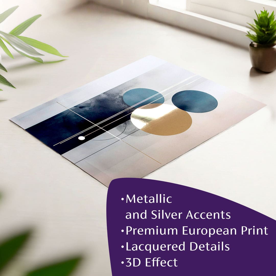 Modern tablou pe pânză cu motivul accente aurii în auriu-alb nuanțe, atmosferă sofisticată, impresie de lux și minimalism | Poster de perete s EXTRA efektom - Scandinavian Shapes – principală