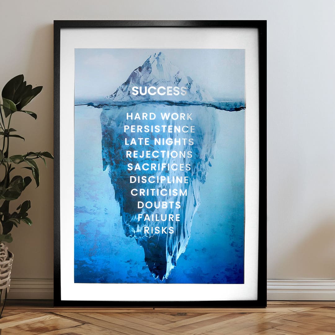Modern tablou pe pânză în argintiu nuanțe | Poster de perete s EXTRA efektom - Iceberg of Success, decorațiune de perete – produs