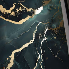 Modern tablou pe pânză în turcoaz-auriu nuanțe, atmosferă elegantă, natură și impresie de lux | Poster de perete s EXTRA efektom - Marble of Sea – produs, vedere 2