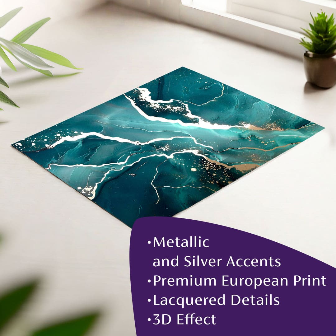 Modern tablou pe pânză în turcoaz-auriu nuanțe, atmosferă elegantă, natură și impresie de lux | Poster de perete s EXTRA efektom - Marble of Sea – principală