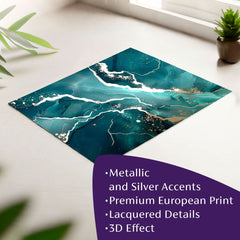 Modern tablou pe pânză în turcoaz-auriu nuanțe, atmosferă elegantă, natură și impresie de lux | Poster de perete s EXTRA efektom - Marble of Sea – principală