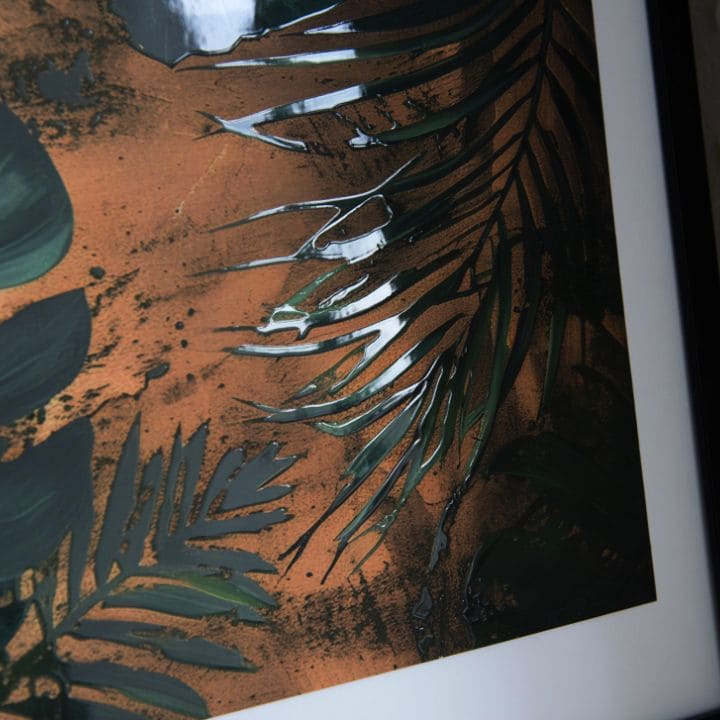 Modern tablou pe pânză, natură și paradis tropical | Poster de perete s EXTRA efektom - Midnight Jungle, decorațiune de perete – produs, vedere 2