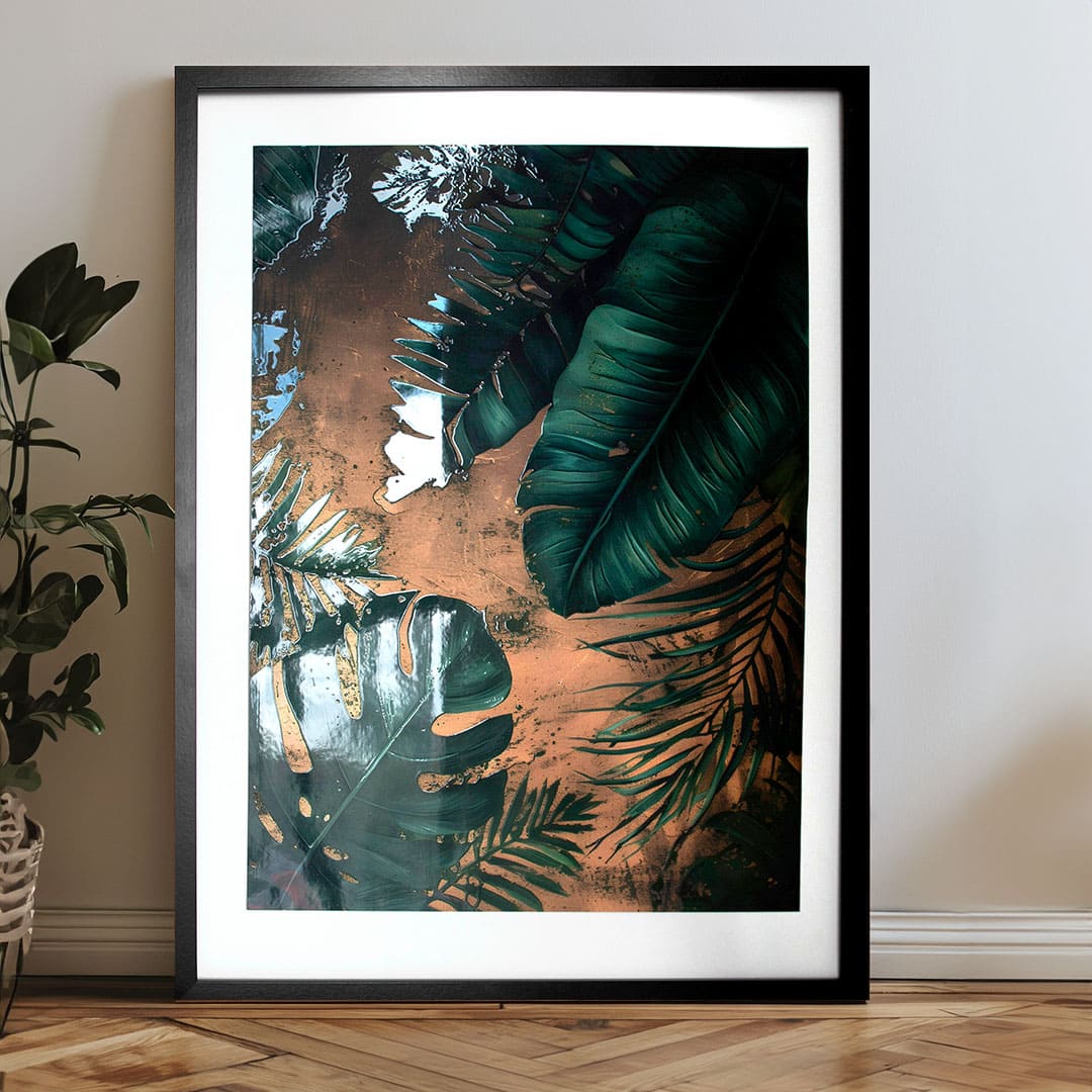 Modern tablou pe pânză, natură și paradis tropical | Poster de perete s EXTRA efektom - Midnight Jungle, decorațiune de perete – produs