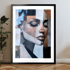 Modern tablou pe pânză cu motivul față, femeie în gri nuanțe, frumusețe | Poster de perete s EXTRA efektom - Nordic Muse – produs