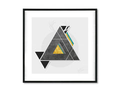 Geometric tablou pe pânză cu motivul Instant Abstraction în alb-gri nuanțe, atmosferă liniștită, natură, potrivit pentru birou de lucru | Poster de perete Instant Abstraction – principală