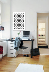 În stil scandinav tablou pe pânză cu motivul Pure Shape, flori, natură în alb-negru nuanțe agățat în interiorul birou de lucru | Tablou de perete Pure Shape – interior