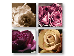 Colaj tablou cu motivul Kingdom of roses, trandafiri, flori în violet-crem nuanțe | Tablou de perete Kingdom of roses, romantism și natură – previzualizare