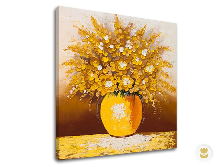 Clasic tablou pe pânză cu motivul flori, vază, motiv religios, natură în alb-maro nuanțe, atmosferă veselă, natură și atmosferă de primăvară – principală