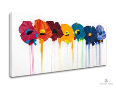 Pop art tablou cu motivul flori, natură în multicolor nuanțe | Reproducere de autor pe pânză FLORI, natură și atmosferă de primăvară – previzualizare