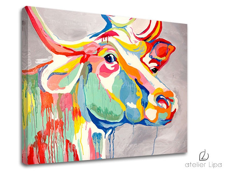 Pop art tablou pe pânză cu motivul BYVOL, motiv pentru copii, peisaj în multicolor nuanțe, atmosferă jucăușă, natură și creativitate, dvojdielné execuție – principală