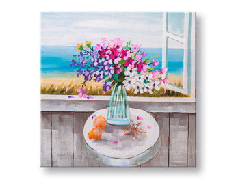 Tablou de perete pictat FLORI IN A VASE 1-parte CFAZH5149E1 - 60x60 cm