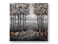 Pictură murală pictată TREES 1 parte 70x70 cm CFAZH5186E1