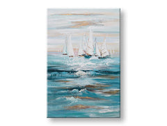 Pictură murală pictată BOATS 1 parte CWFBC043 - 90x60 cm