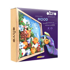 Modern tablou pe pânză în violet-verde nuanțe, atmosferă festivă, natură | OKTO de modelaj set v din lemn ramă 21 x 21 cm Radosť – principală