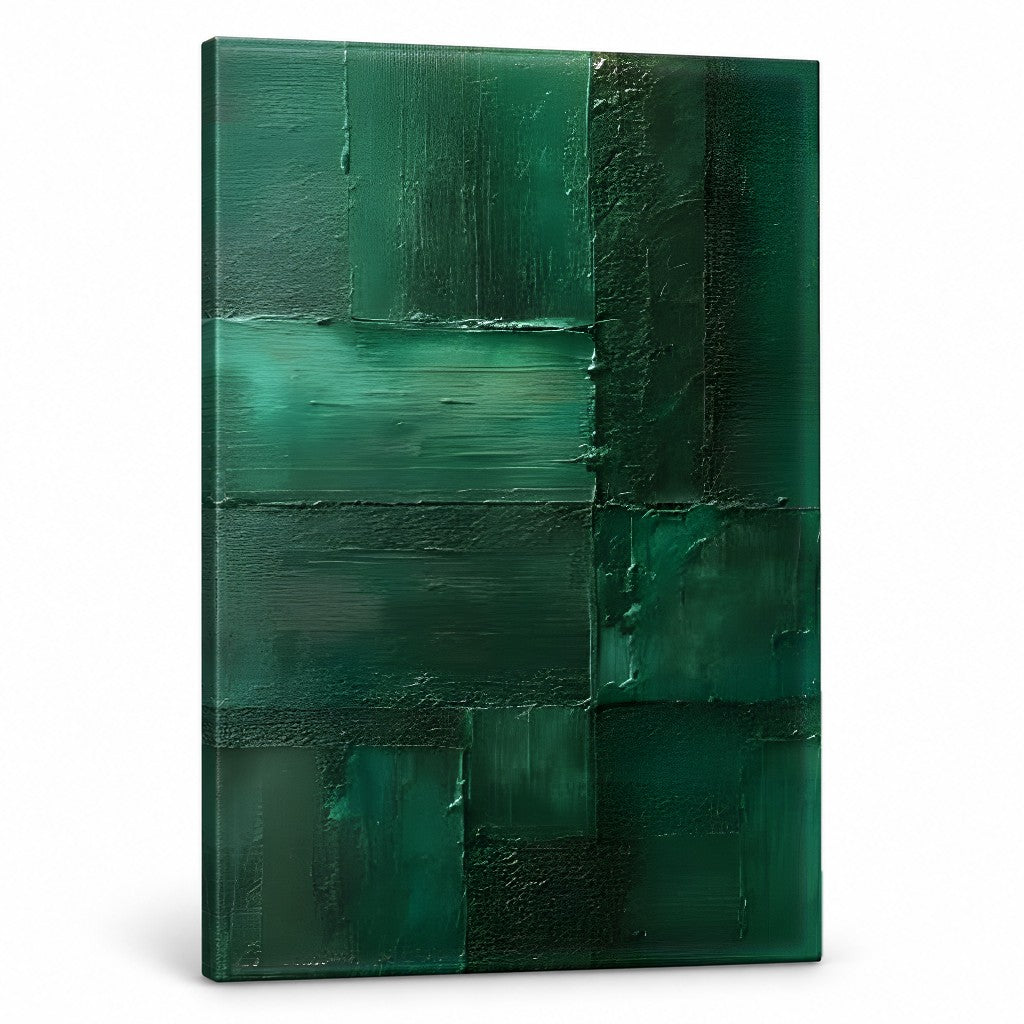 Tablou abstract verde smarald cu textură pe pânză