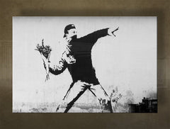 Clasic tablou cu motivul Street ART – Banksy, mare și plajă în violet-albastru nuanțe | Tablou pe pânză Street ART – Banksy – previzualizare [XOBBA028O1]