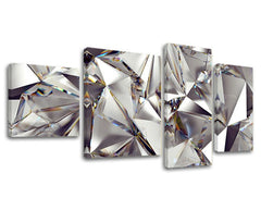 Geometric tablou pe pânză cu motivul diamant, hartă în argintiu nuanțe, impresie de lux, execuție multi-panou, potrivit pentru sufragerie | Tablou pe pânză ABSTRACT – principală