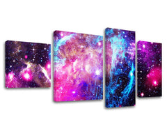Pop art tablou pe pânză cu motivul stele, galaxie, hartă, univers în alb-violet nuanțe, atmosferă eterică, vise, execuție multi-panou – principală