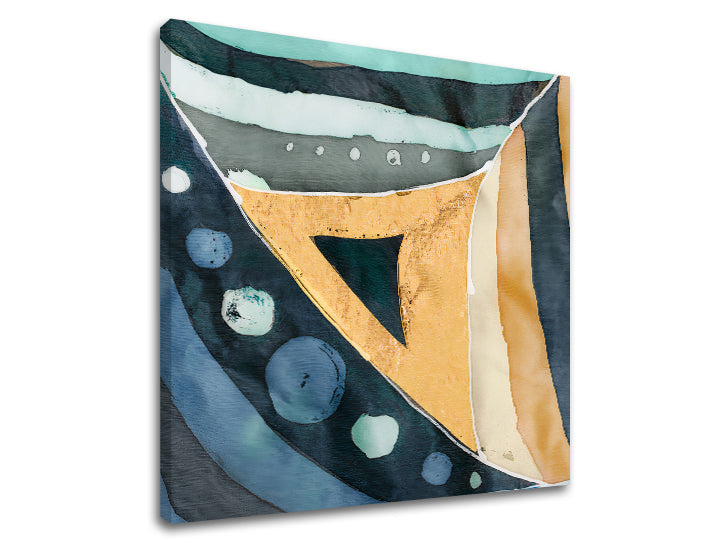 Geometric tablou pe pânză cu motivul ABSTRACT 005 în bej-albastru nuanțe, atmosferă liniștită, potrivit pentru bucătărie | Tablou pe pânză ABSTRACT 005 – produs