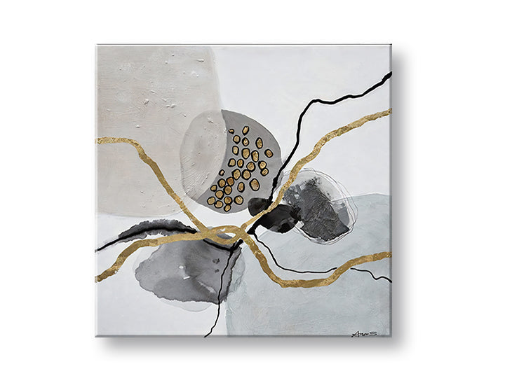 Art deco tablou pe pânză cu motivul natură în alb-bej nuanțe, atmosferă liniștită, natură și minimalism, potrivit pentru sufragerie | Tablou pe pânză ABSTRACT – principală