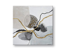 Art deco tablou pe pânză cu motivul natură în alb-bej nuanțe, atmosferă liniștită, natură și minimalism, potrivit pentru sufragerie | Tablou pe pânză ABSTRACT – principală
