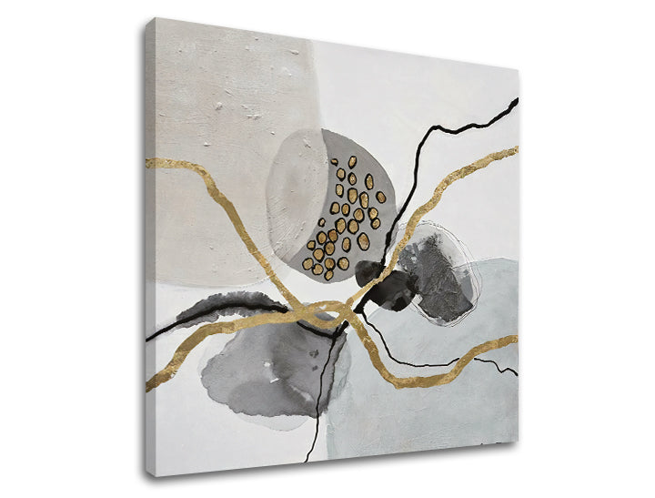 Art deco tablou pe pânză cu motivul natură în alb-bej nuanțe, atmosferă liniștită, natură și minimalism, potrivit pentru sufragerie | Tablou pe pânză ABSTRACT – produs