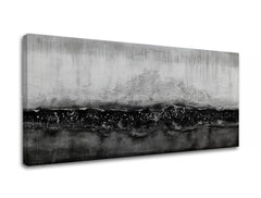 În stil scandinav tablou pe pânză cu motivul ceață, textură, peisaj, natură în alb-gri nuanțe, atmosferă liniștită, natură și singurătate – produs