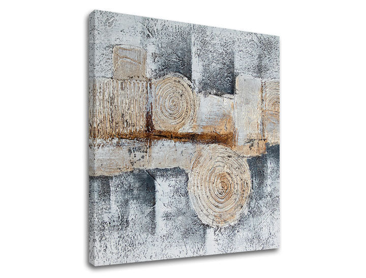 Geometric tablou pe pânză în alb-bej nuanțe, atmosferă rustică, natură și minimalism, potrivit pentru sufragerie | Tablou pe pânză ABSTRACT – produs