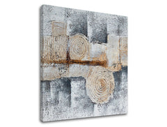 Geometric tablou pe pânză în alb-bej nuanțe, atmosferă rustică, natură și minimalism, potrivit pentru sufragerie | Tablou pe pânză ABSTRACT – produs