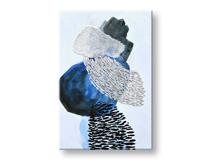Modern tablou pe pânză cu motivul ABSTRACT 1 piese în alb-albastru nuanțe, atmosferă liniștită, minimalism, potrivit pentru birou | Tablou pe pânză ABSTRACT 1 piese – principală