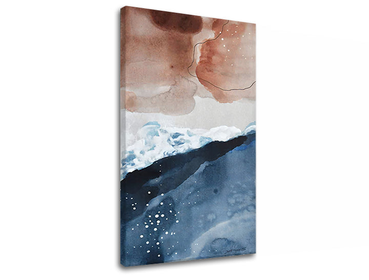 Geometric tablou pe pânză cu motivul cer, mare și plajă în alb-maro nuanțe, atmosferă liniștită, natură, potrivit pentru birou | Tablou pe pânză ABSTRACT – produs