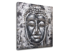 Industrial tablou pe pânză cu motivul BUDHA, Buddha în alb-gri nuanțe, atmosferă liniștită, vnútorný mier, potrivit pentru dormitor | Tablou pe pânză BUDHA – produs