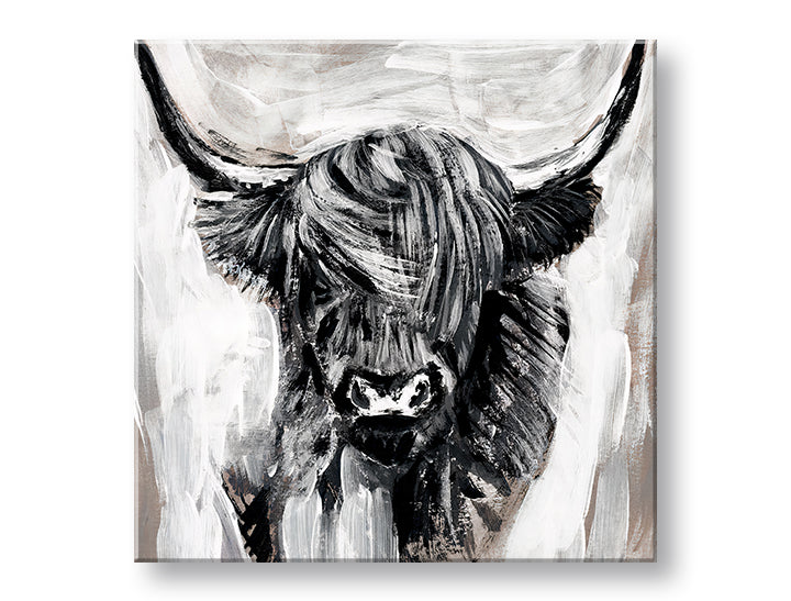 Modern tablou pe pânză cu motivul TAUR 001 în alb-gri nuanțe, atmosferă rustică, natură și minimalism, potrivit pentru sufragerie | Tablou pe pânză TAUR 001 – principală