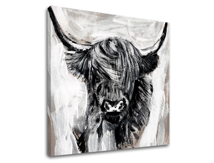 Modern tablou cu motivul TAUR 001 în alb-gri nuanțe | Tablou pe pânză TAUR 001, natură și minimalism – previzualizare