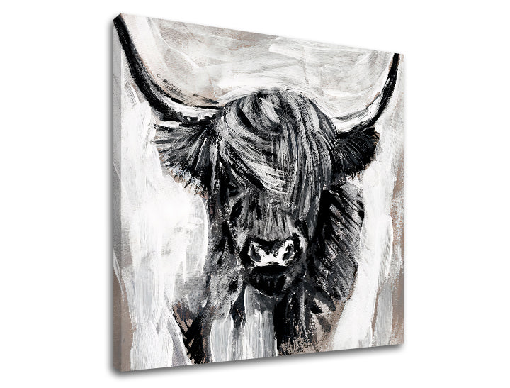 Modern tablou pe pânză cu motivul TAUR 001 în alb-gri nuanțe, atmosferă rustică, natură și minimalism, potrivit pentru sufragerie | Tablou pe pânză TAUR 001 – produs