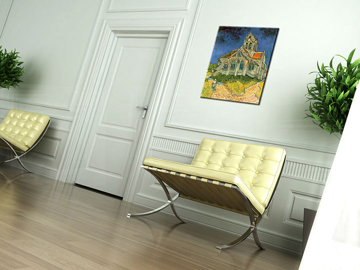 Vintage tablou pe pânză cu motivul KATEDRA – Vincent van Gogh, biserică, cer, potecă, motiv religios agățat în interiorul hol, natură și singurătate – interior