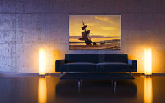 Vintage tablou pe pânză cu motivul COASTAL SCENE – William Bradford, plajă, apus de soare, ocean, natură agățat în interiorul birou, aventură și singurătate – interior