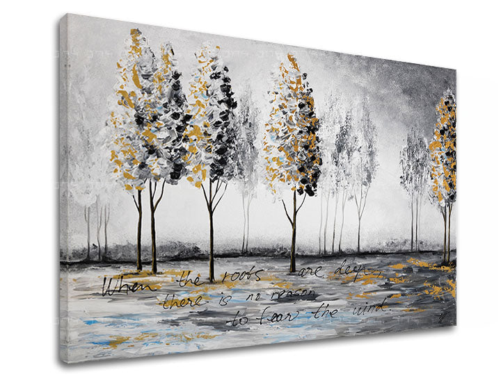 Modern tablou pe pânză cu motivul copaci, pădure, natură în alb-gri nuanțe, atmosferă liniștită, natură, potrivit pentru sufragerie | Tablou pe pânză COPACI – principală