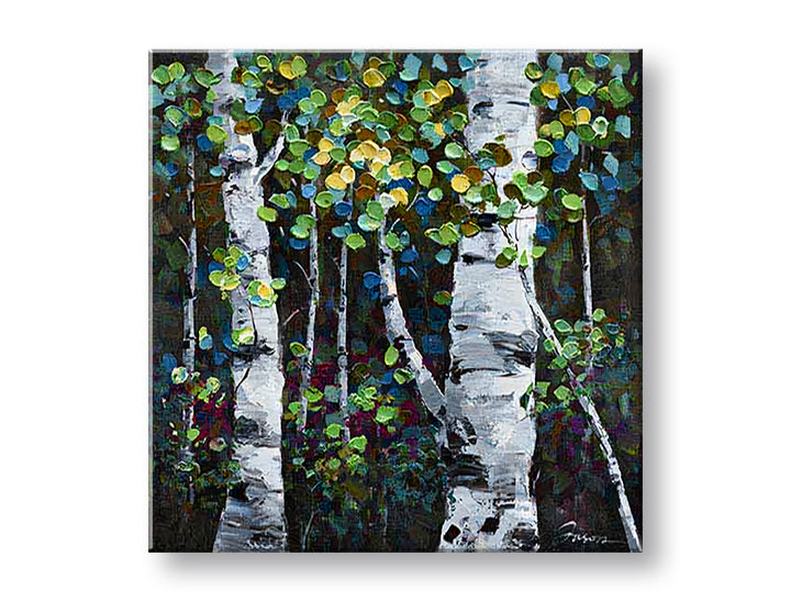 Modern tablou pe pânză cu motivul COPACI 1 piese, pădure, frunze, copaci, peisaj în alb-albastru nuanțe, atmosferă liniștită, natură și creștere și dezvoltare – principală