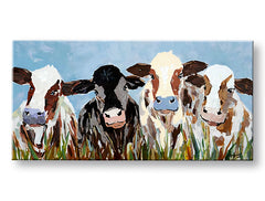 Pop art tablou pe pânză cu motivul KRAVY, cer, peisaj, univers în alb-maro nuanțe, atmosferă veselă, natură, potrivit pentru bucătărie | Tablou pe pânză KRAVY – principală