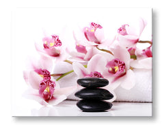 Clasic tablou pe pânză cu motivul FENG SHUI, motiv pentru copii, flori, mare și plajă, natură în alb-bej nuanțe, atmosferă liniștită, potrivit pentru sufragerie – principală