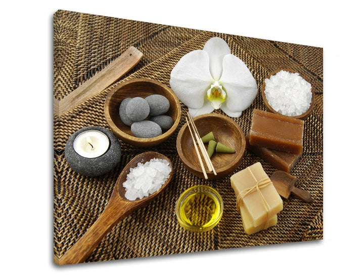Clasic tablou cu motivul FENG SHUI, orhidee, motiv pentru copii în alb-bej nuanțe | Tablou pe pânză FENG SHUI_048-11 – previzualizare