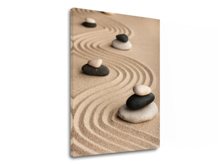 Clasic tablou cu motivul FENG SHUI, mare și plajă în bej-gri nuanțe | Tablou pe pânză FENG SHUI_052-11 – previzualizare