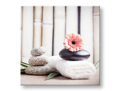 Clasic tablou pe pânză cu motivul FENG SHUI, flori, natură în alb-bej nuanțe, atmosferă liniștită, natură, potrivit pentru sufragerie | Tablou pe pânză FENG SHUI_053-12 – principală