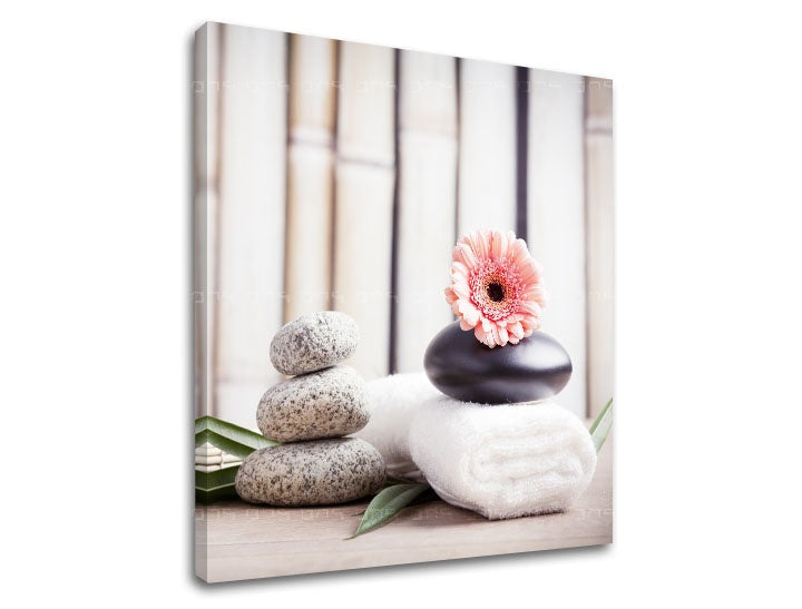 Clasic tablou cu motivul FENG SHUI, flori, natură în alb-bej nuanțe | Tablou pe pânză FENG SHUI_053-12, natură – previzualizare