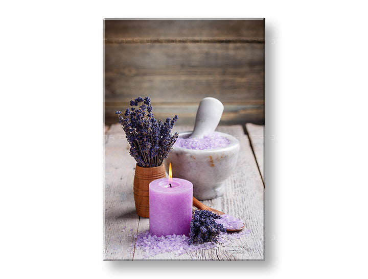 Clasic tablou pe pânză cu motivul FENG SHUI, lumânare, lavandă, motiv pentru copii, flori în alb-bej nuanțe, potrivit pentru sufragerie | Tablou pe pânză FENG SHUI_056-11 – principală