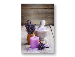 Clasic tablou pe pânză cu motivul FENG SHUI, lumânare, lavandă, motiv pentru copii, flori în alb-bej nuanțe, potrivit pentru sufragerie | Tablou pe pânză FENG SHUI_056-11 – principală